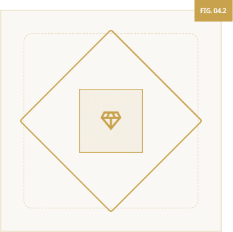 The Diamond Loop mark: a gold diamond standing on its point inside a dashed square, with a small gem at the centre.